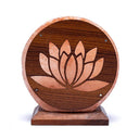Zoutlamp Lotus Op Acaciahouten Voet 5 kg Ca. 22 x 19 cm