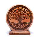 Zoutlamp Levensboom Op Voet Van Acaciahout Ca. 22 X 19 Cm 5 Kg