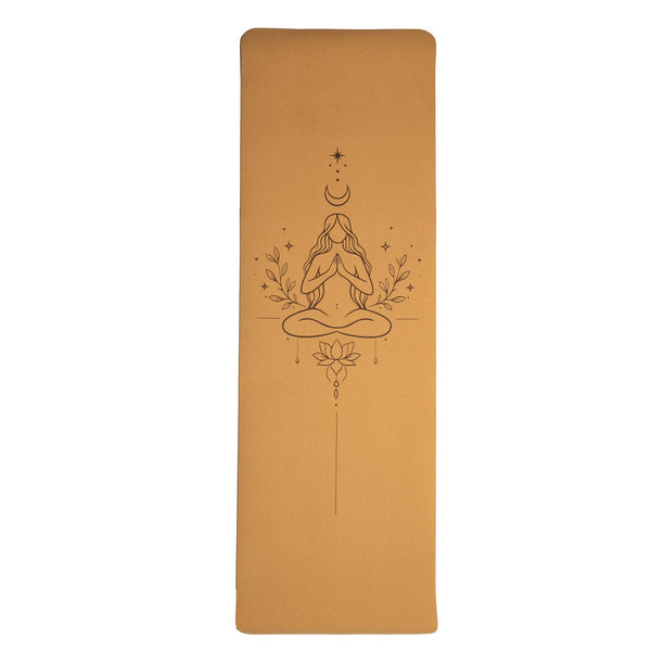 Yogi & Yogini Yogamat Kurk TPE Lijnwerk Goddelijk Vrouwelijke 61x183x5 mm 860 g