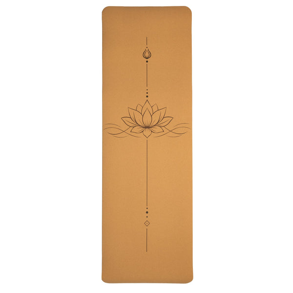 Yogi & Yogini Yogamat Kurk TPE Lijnwerk Lotus 61x183x5 mm 860 g