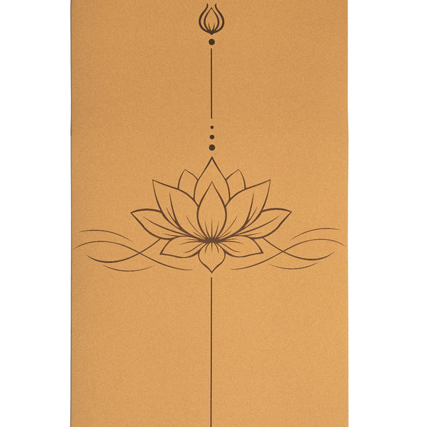 Yogi & Yogini Yogamat Kurk TPE Lijnwerk Lotus 61x183x5 mm 860 g