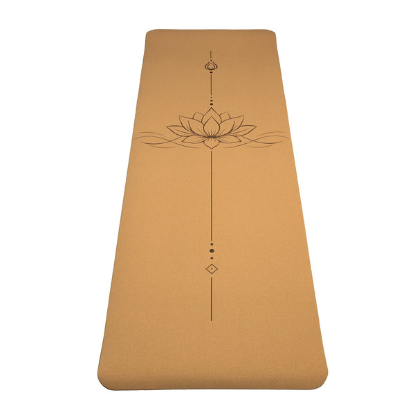 Yogi & Yogini Yogamat Kurk TPE Lijnwerk Lotus 61x183x5 mm 860 g