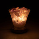 Edelsteenlamp Ohm Melkglas Met Houten Basis 12x12 cm