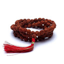 Mala Rudraksha Met Rode Kwast 108 Kralen 0,8 cm