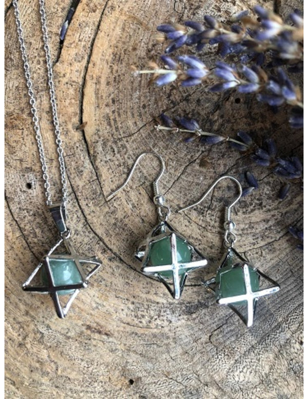 Aventurijn groen merkabah sieraden set