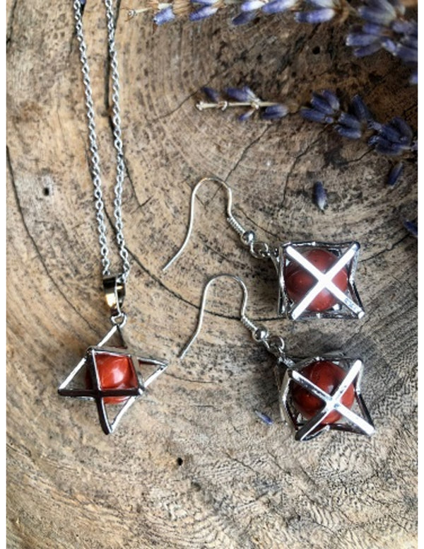 Jaspis rood merkabah sieraden set