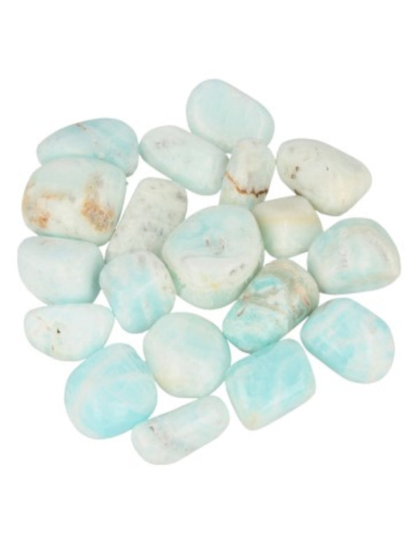 Calciet Caribbean blue trommelstenen 3 st. ca. 30 mm