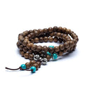 Mala Met 108 Houten Kralen En Zilverkleur Dorje Lichtbruin