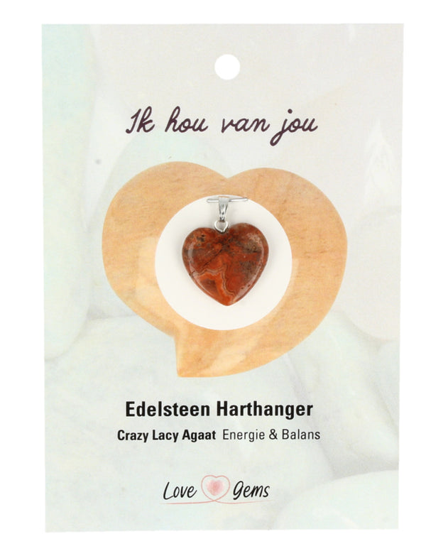Agaat crazy lace harthanger - Love Gems