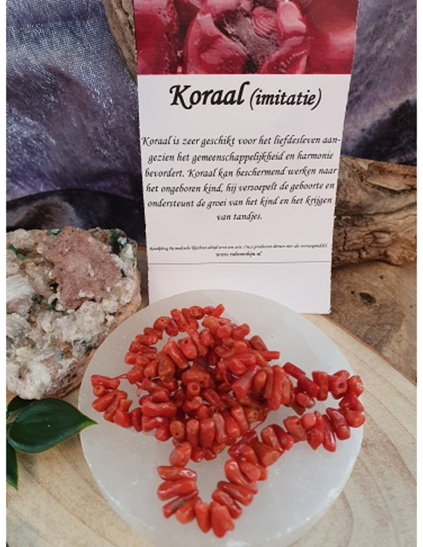 Koraal kralen streng split rood (imitatie)