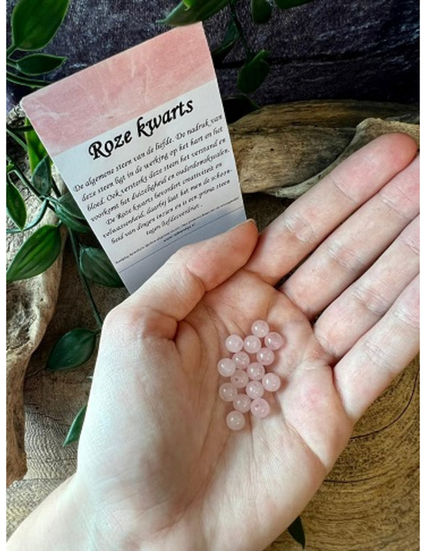 Roze kwarts kralen 6 mm - 15 st.