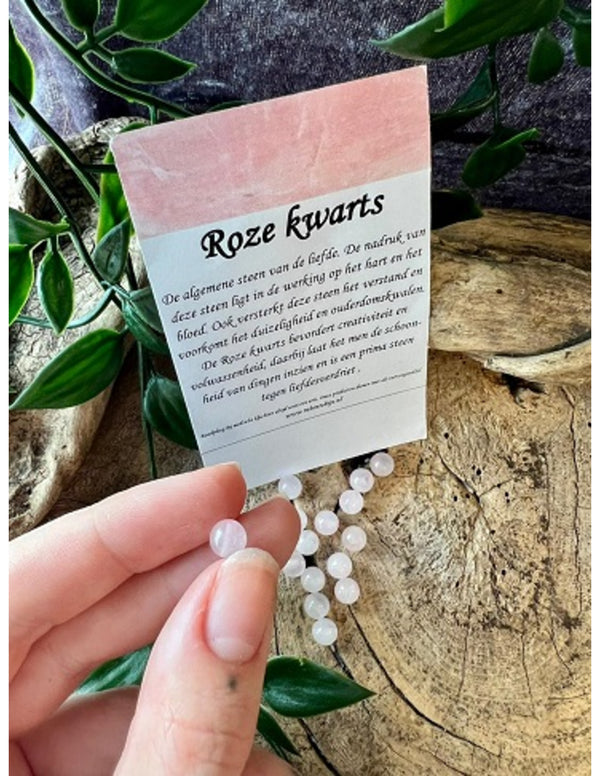 Roze kwarts kralen 6 mm - 15 st.