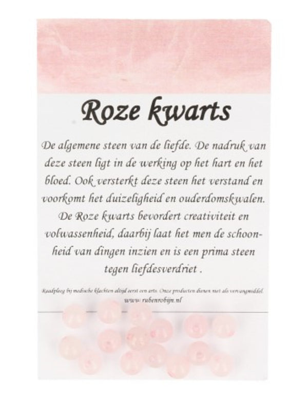 Roze kwarts kralen 6 mm - 15 st.
