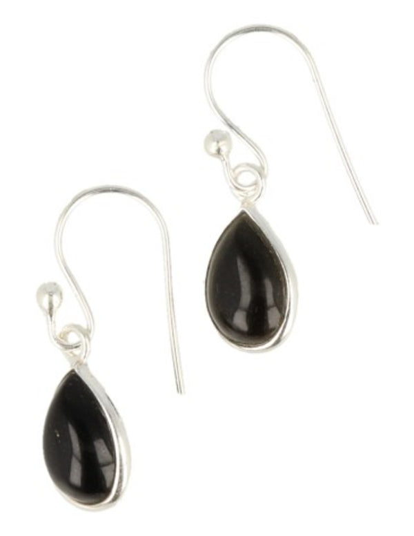 Obsidiaan zwart druppel sieraden set zilver