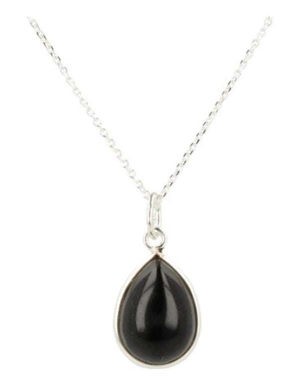 Obsidiaan zwart druppel sieraden set zilver