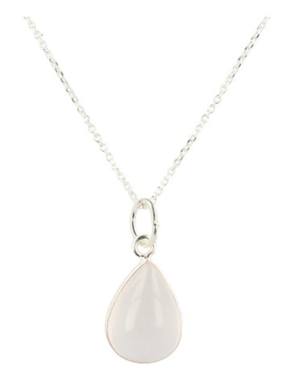 Roze kwarts druppel sieraden set zilver