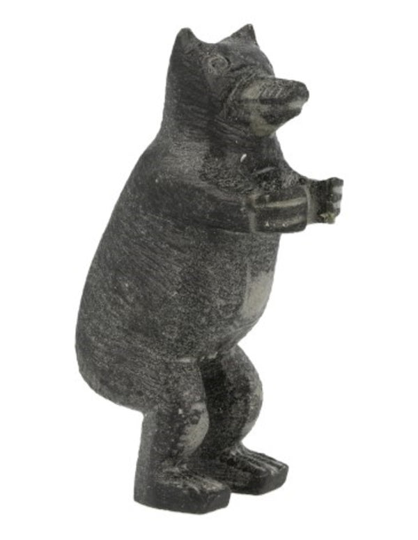 Speksteen beer staand zwart 8,5 cm