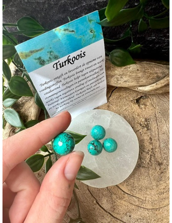 Turkoois kralen facet 14 mm - 4 st. (gekleurd)