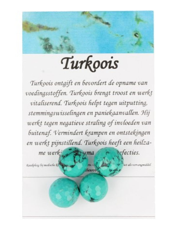 Turkoois kralen facet 14 mm - 4 st. (gekleurd)
