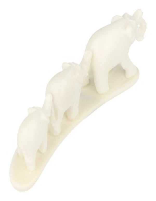 Speksteen 3 olifanten op strip 11,5 cm wit