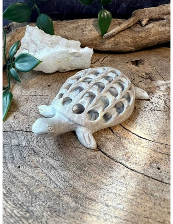 Speksteen waterschildpad in waterschildpad 9,5 cm