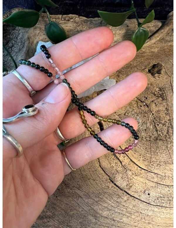 Toermalijn watermeloen collier rond 3mm