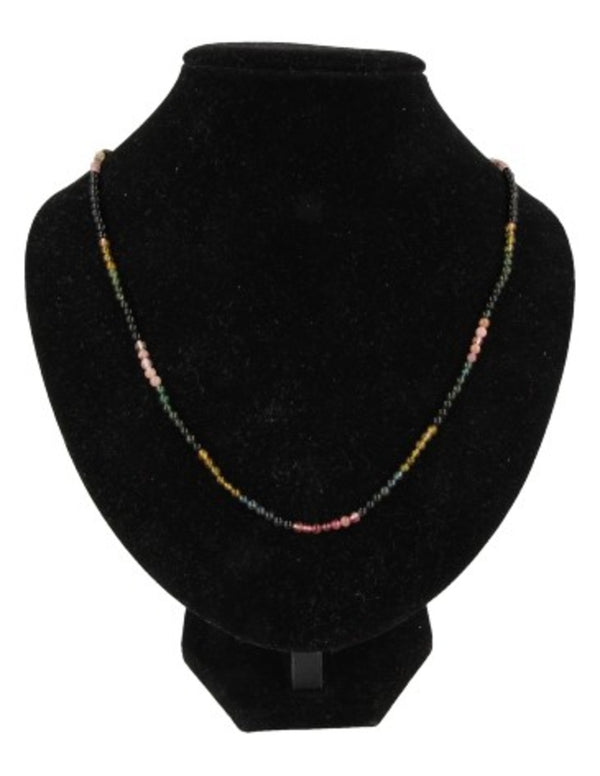 Toermalijn watermeloen collier rond 3mm