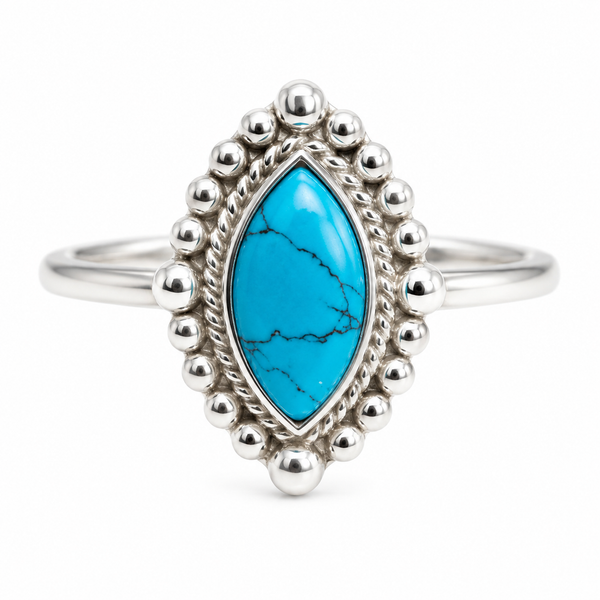 Edelsteen Ring Turkoois - 925 Zilver (Maat 17)