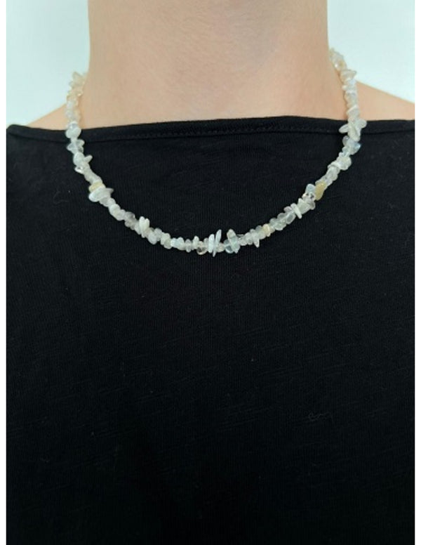 Splitketting Maansteen wit smal