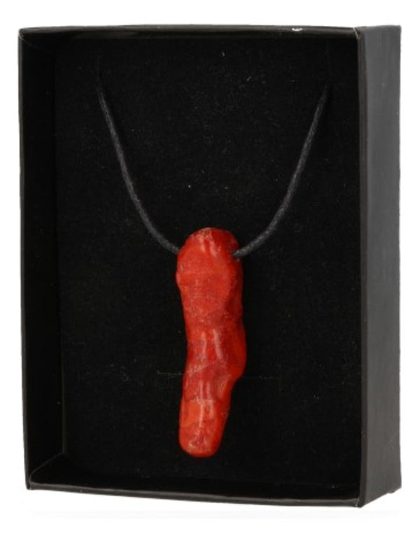 Chili Koraal hanger aan waskoord (imitatie)