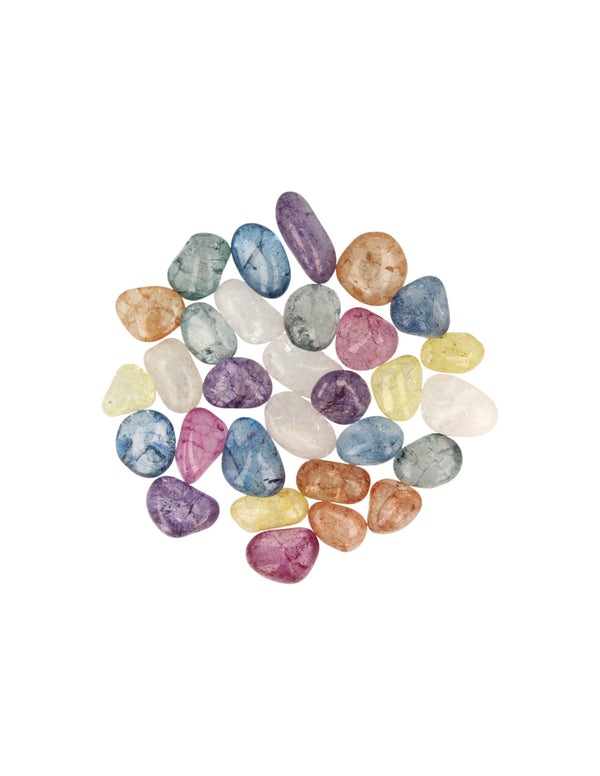 Bergkristal crackle mix 500 gr. trommelstenen (gekleurd) (mt3)