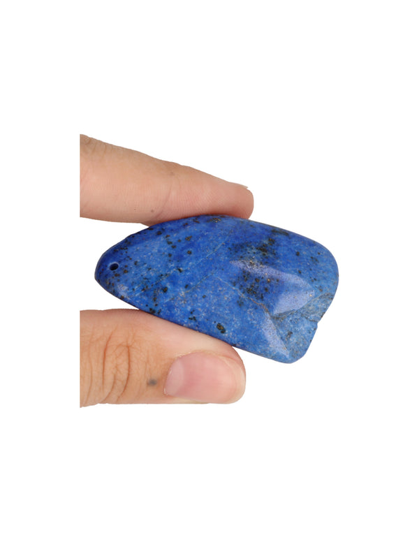 Doorboorde hanger Lapis half gepolijst