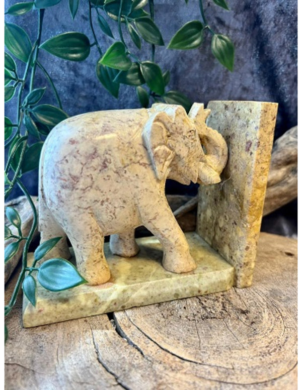 Speksteen olifant set boekensteunen 10 cm