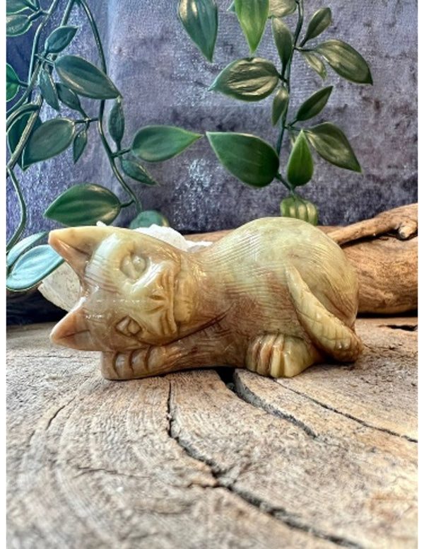 Speksteen kat slapend 7 cm