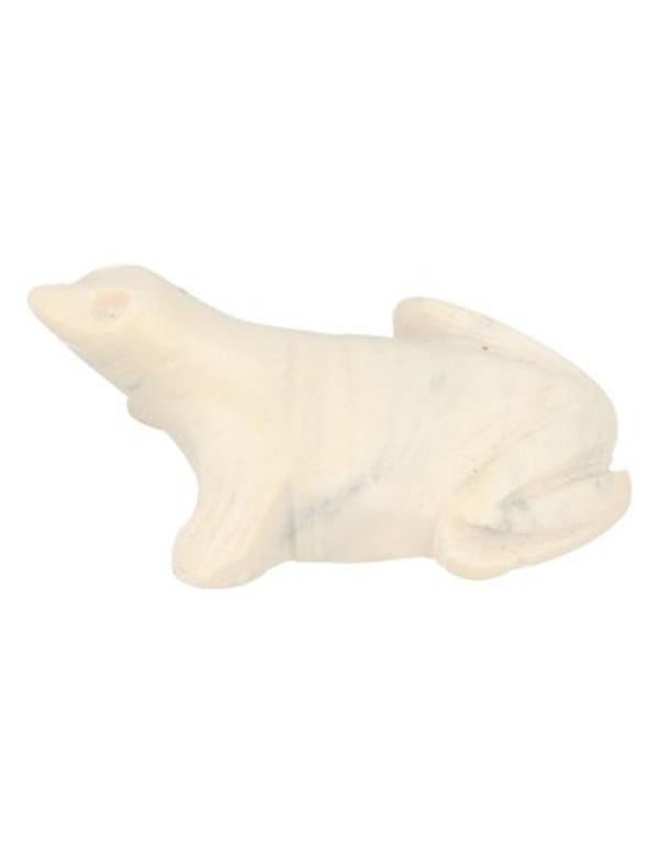 Speksteen kikker 6 cm wit