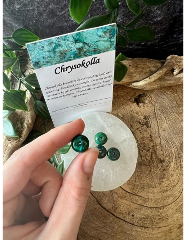 Kralen Chrysokolla disc (bijgekleurd) - 4 st.