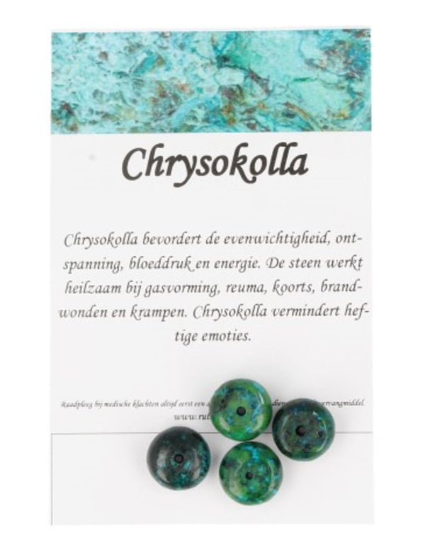 Kralen Chrysokolla disc (bijgekleurd) - 4 st.