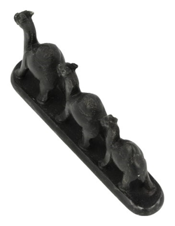 Speksteen 3 kamelen op strip 10 cm zwart