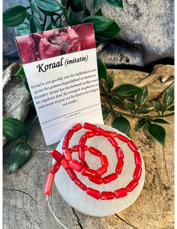 Koraal gladde staafjes kralen streng (imitatie)
