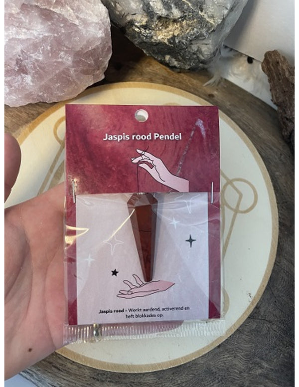 Pendel facet + kaart Jaspis rood