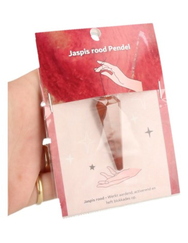 Pendel facet + kaart Jaspis rood