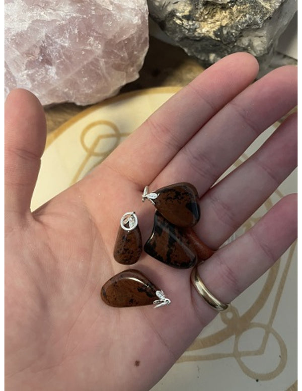 Edelsteenhanger Obsidiaan mahonie