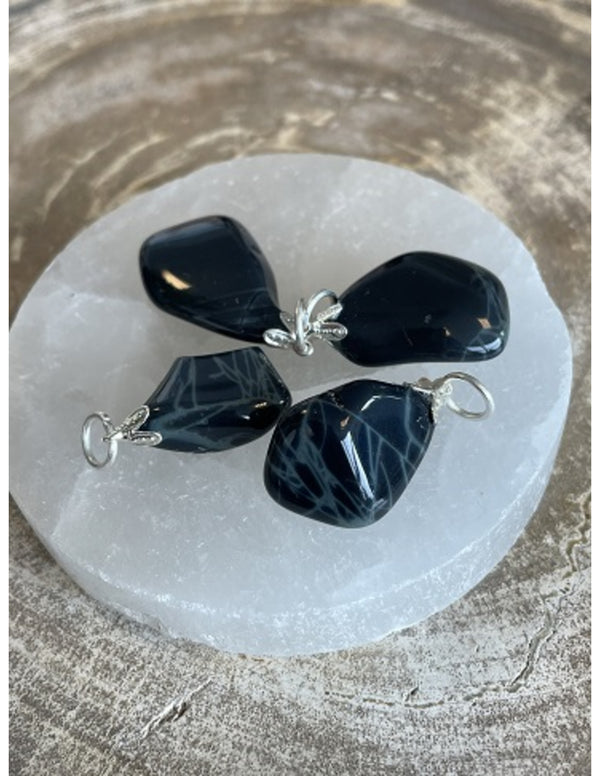 Edelsteenhanger Obsidiaan spinnenweb