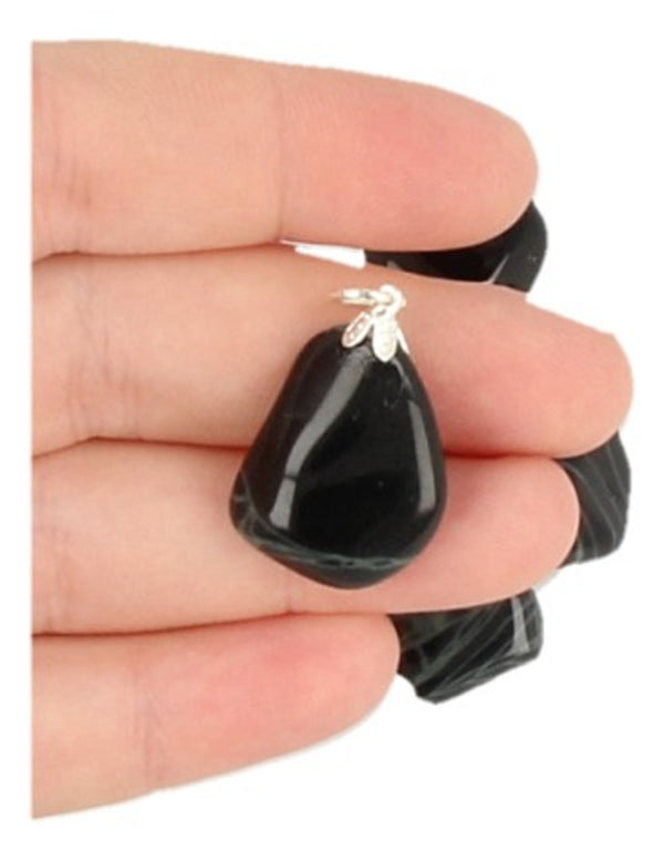 Edelsteenhanger Obsidiaan spinnenweb