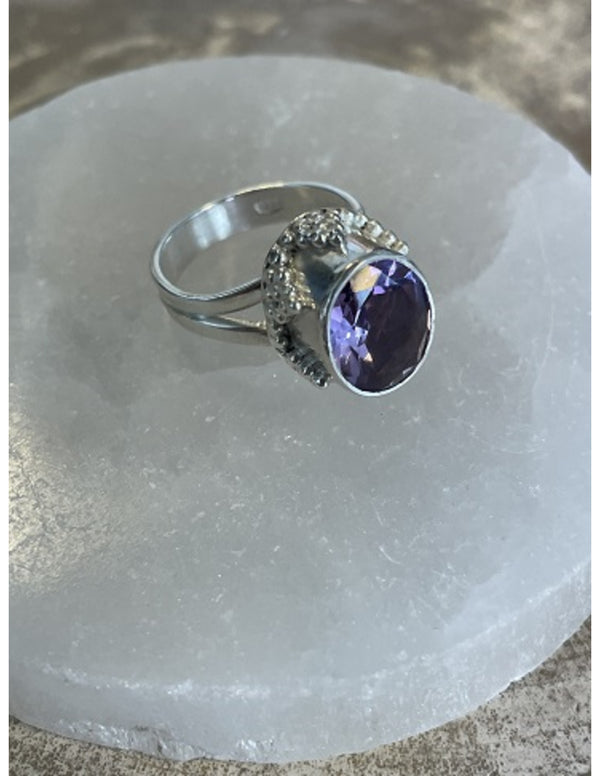 Amethist ring zilver facet bewerkt - 17