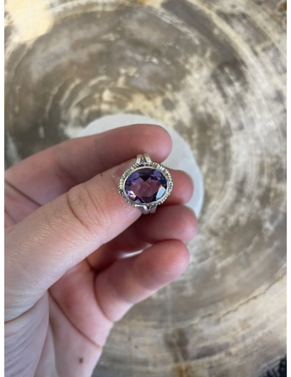 Amethist ring zilver facet bewerkt - 17