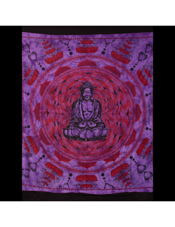 Grand Foulard - 1 - mandala boeddha - paars
