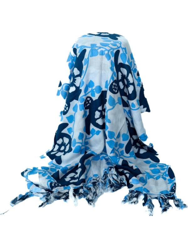 Sarong - 617 - schildpadden - blauw van Om Namaste - Pareo Saunadoek Wikkeljurk