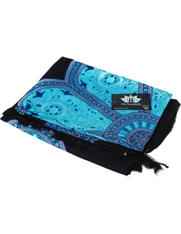 Sarong - 604 - mandala - blauw op zwart van Om Namaste - Pareo Saunadoek Wikkeljurk