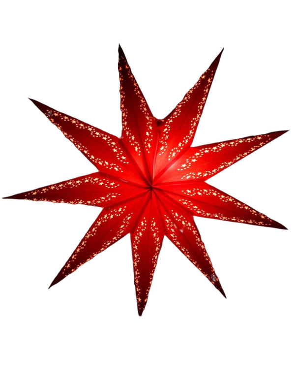 Kerstster met verlichtingsset nr. 59 - Rode ster "Star Garland" - Kerstverlichting - Kerstdecoratie - Ø 60 cm